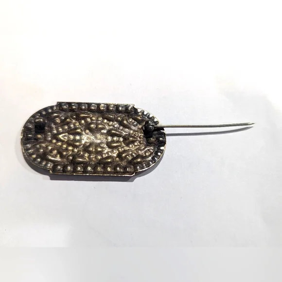 Art Deco Pierre Bex Style Metal, Rhinestone,Enamel Brooch Pin - Picture 6 of 6